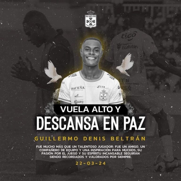 El futbolista antioqueño Guillermo Denis Beltrán falleció durante un entrenamiento en Bolivia