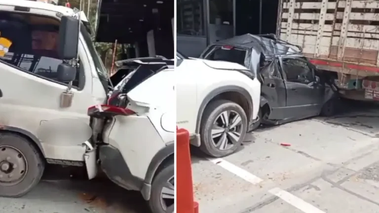 Choque múltiple en la autopista Medellín – Bogotá, a la altura de Guarne